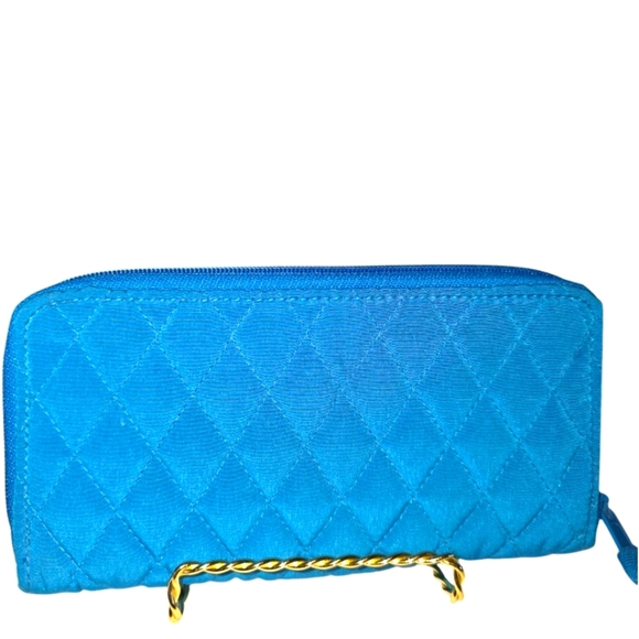 Vera Bradley Teal Quilted Large Zip Wallet - Picture 2 of 3